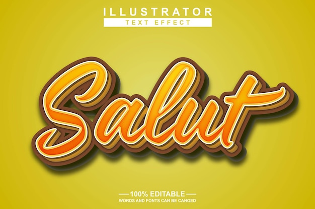 Vetor salut efeito de texto 3d editável