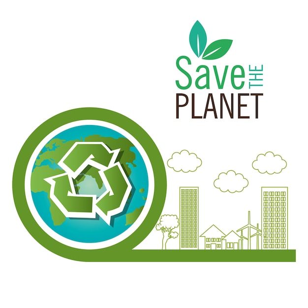 salvar o ícone de eco de reciclagem de planeta