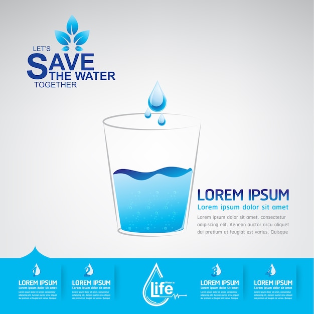 Vetor salve a água água é a vida