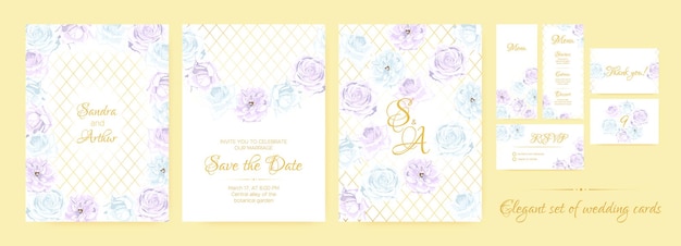 Salve a coleção de convites de data para cerimônia de casamento