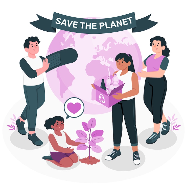 Vetor salve a ilustração do conceito de terra