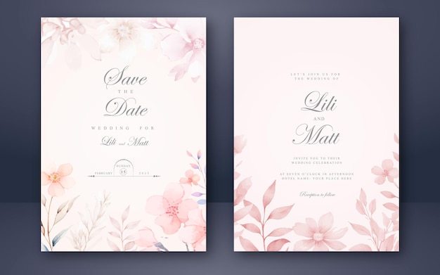 Salve o cartão de data com flores cor de rosa em um fundo escuro.
