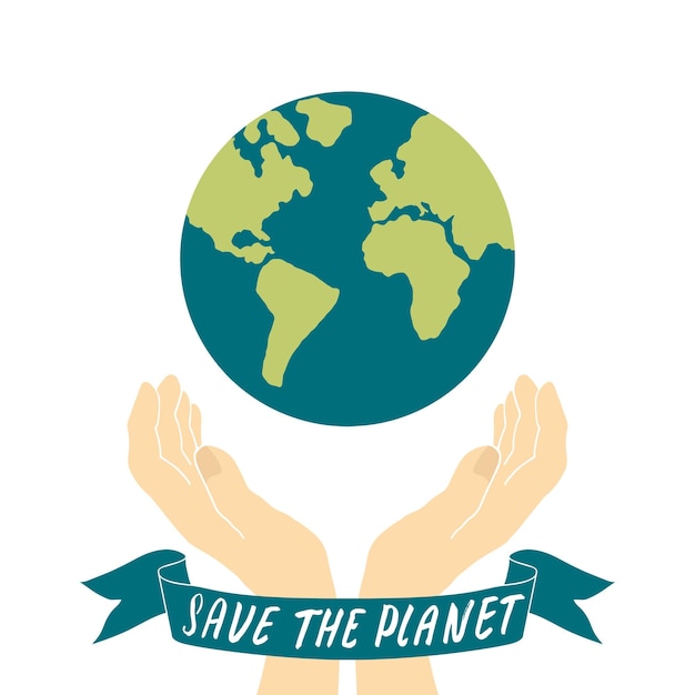 Salve o cartaz de conscientização de proteção ambiental de design de cartão do planeta ilustração em vetor