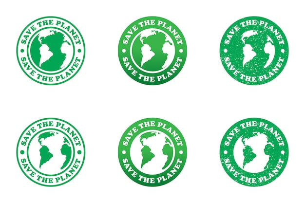 Salve o ícone do planeta Emblema redondo com ilustração vetorial de letras