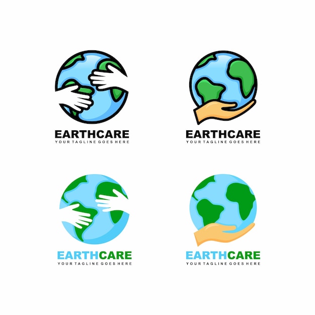 Salve o vetor de design de logotipo da terra