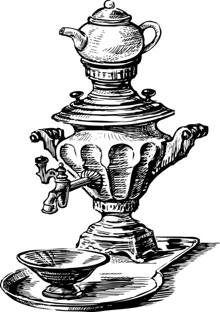 Vetor samovar com chá