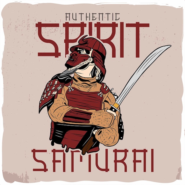 Samurai com armadura e espada