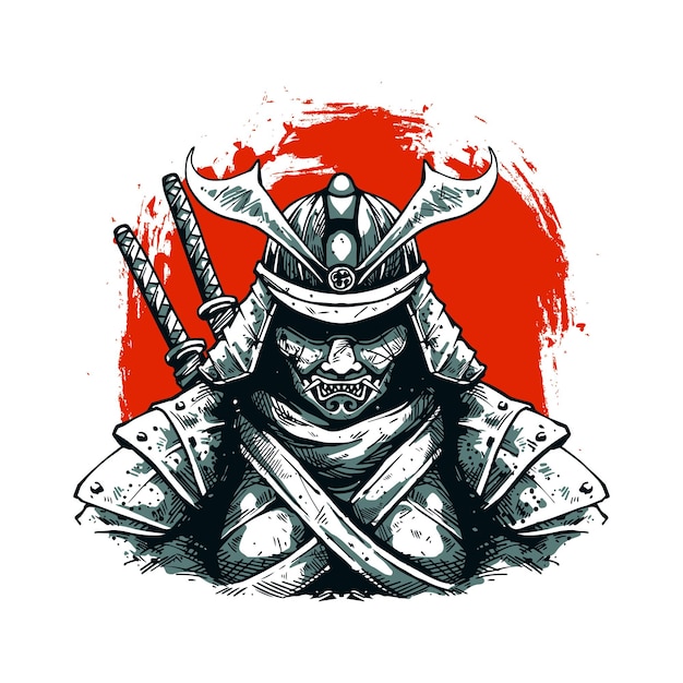 Vetor samurai desenhado à mão