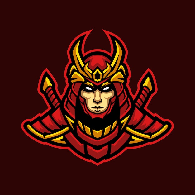 Samurai em red armor ilustração esport mascot