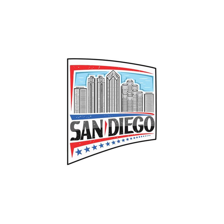 Vetor san diego skyline landmark bandeira adesivo emblema distintivo viagens lembrança ilustração