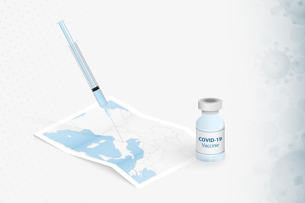 San marino vaccination, injection with covid-19 in map of san marino.