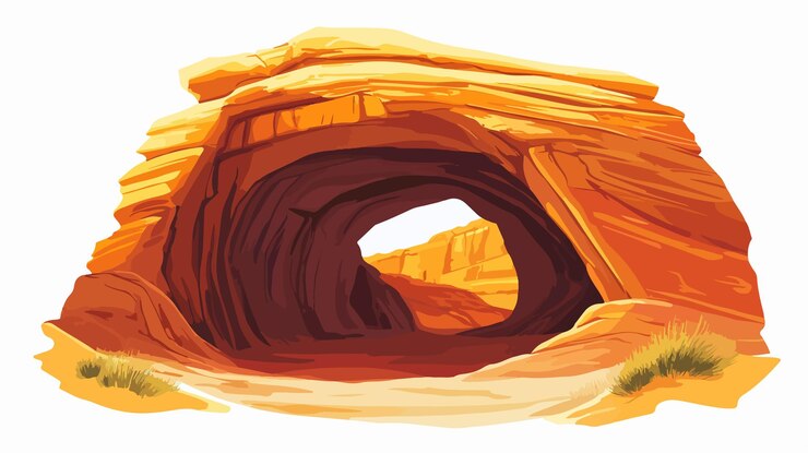 Vetor sandstone cave cliff pullout view imagem de estoque