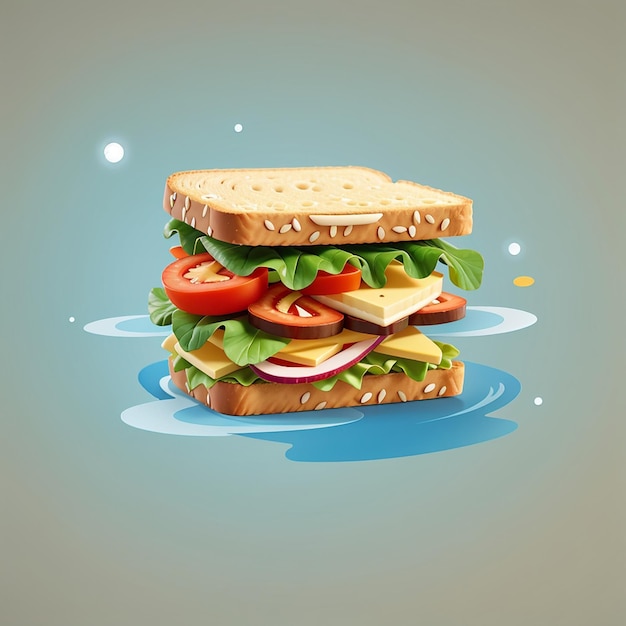 Vetor sanduíche de comida flutuante ícone de desenho animado vetorial ilustração ícone de objeto de comida conceito isolado plano
