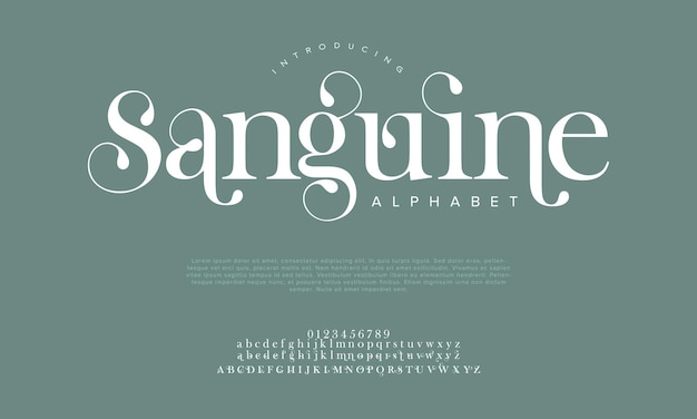 Sanguline luxo premium letras e números do alfabeto elegante tipografia de casamento clássico