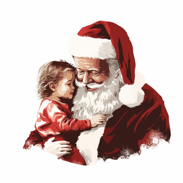 Santa_and_child_vector_illustrated