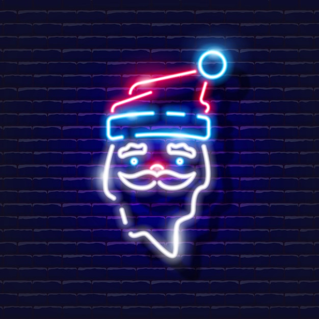 Vetor santa claus neon sign brilhante santa ícone ano novo e natal conceito vetor ilustração para design