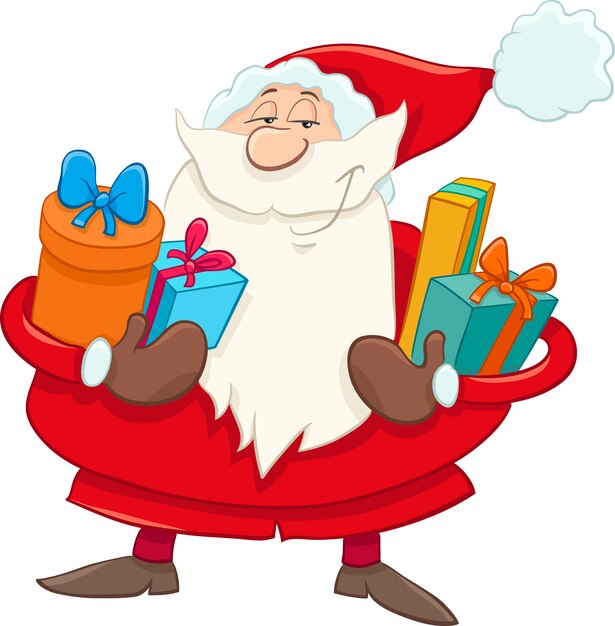 santa com desenhos animados presentes