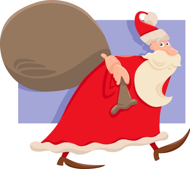 Santa com sack cartoon illustration