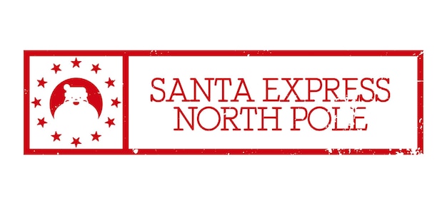 Santa express, pólo norte - design de selo horizontal para cartas ou presentes. elemento de vetor de natal