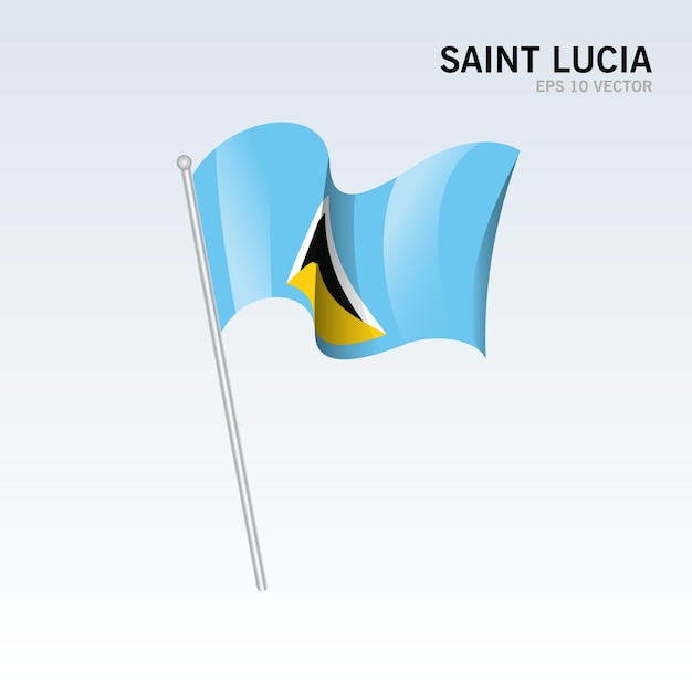 Santa lúcia agitando bandeira isolada em cinza