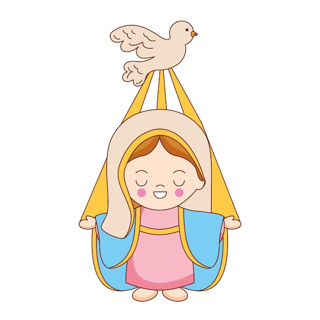 Santa maria com desenhos animados do espírito santo. ilustração vetorial