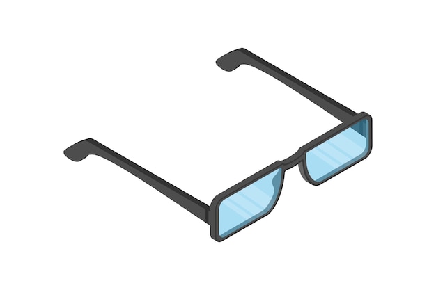 São mostrados óculos 3D com lentes azuis.