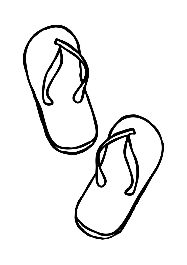 Sapatos de flip flop de verão desenhados à mão em estilo plano