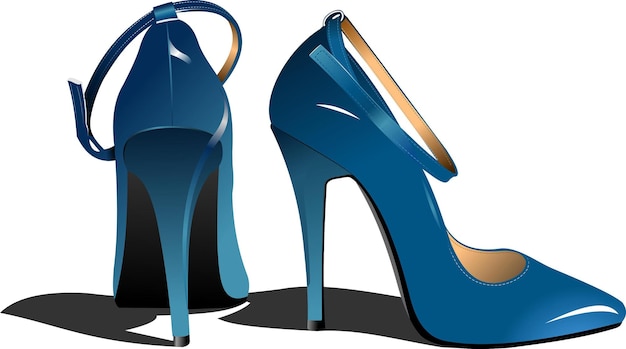 Vetor sapatos de moda mulher azul ilustração vetorial