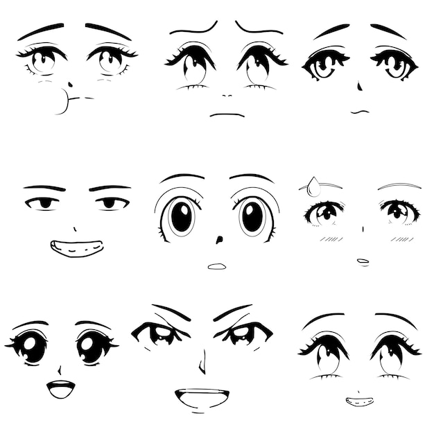 olhos femininos de anime 11485184 Vetor no Vecteezy