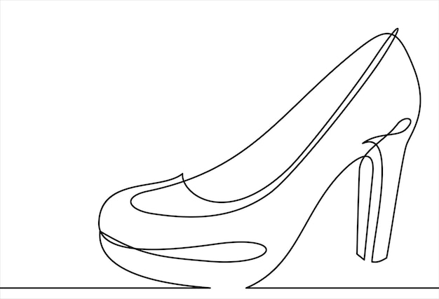 Sapatos femininos de salto alto ícone de linha vetorial linha contínua