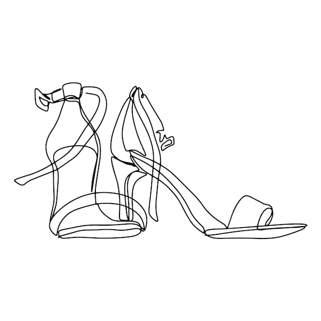 Sapatos mulher linha arte ilustração vetorial sandálias femininas de verão