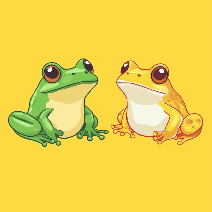 Vetor sapo e sapo brincalhões uma encantadora ilustração vetorial de aventura de desenho animado