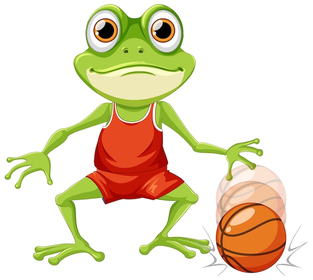 Sapo verde jogando basquete