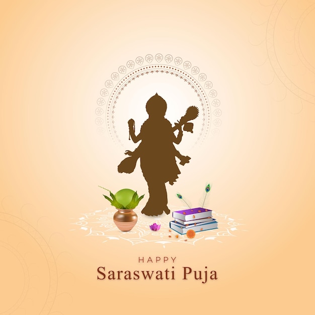 Vetor saraswati puja cartaz post história vector feliz vasant panchami puja de postagem de mídia social