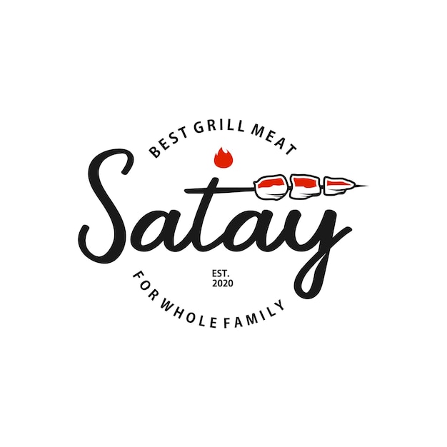 Satay logo stamp badge food vector