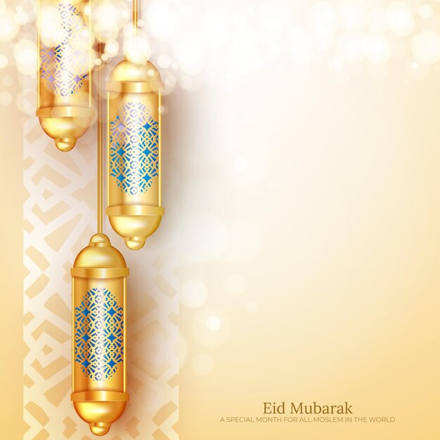 Saudação de eid mubarak com design luxuoso e elegante