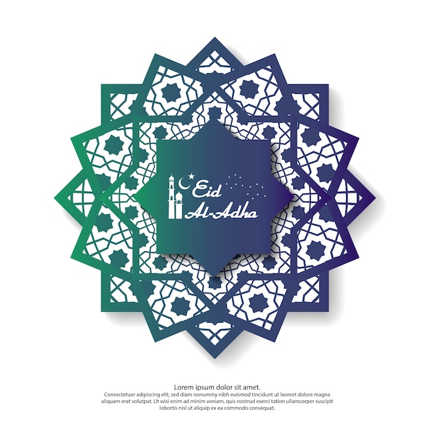 Saudação de eid mubarak design com elemento abstrato mandala