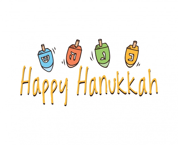 Saudação de feliz hanukkah em estilo doodle