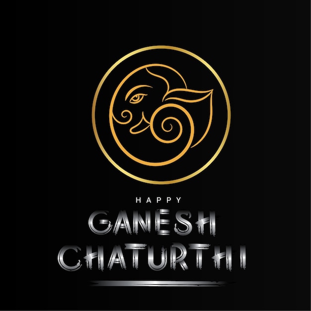 Saudação de ganesh chaturthi com logotipo shree ganesh e letras de pincel seco em inglês