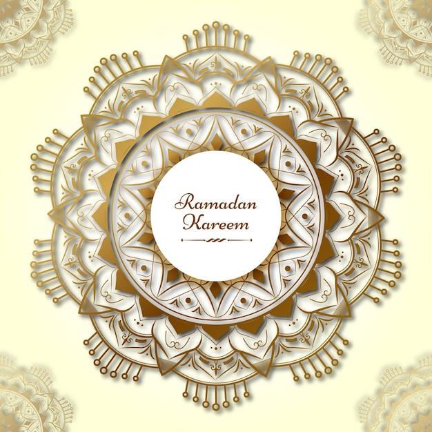 Saudação de ramadan kareem com design de mandala islâmica