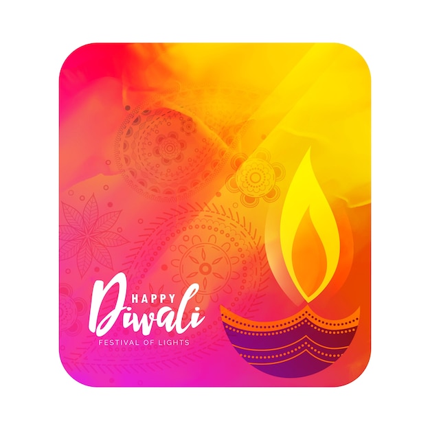 saudação diwali de aquarela com diya artística