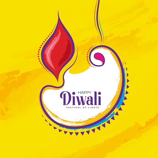 Saudação feliz do festival de diwali com ilustração artística da lâmpada