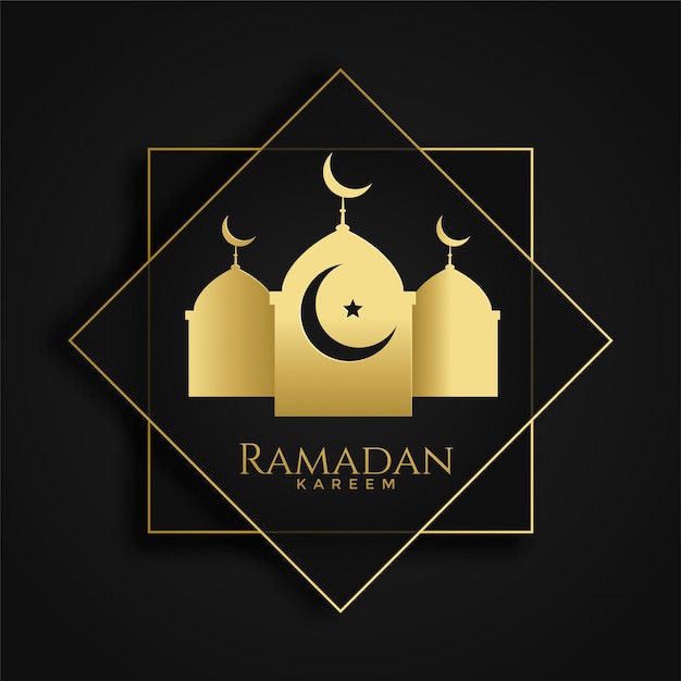 Vetor saudação islâmica de ramadan kareem com silhueta de mesquita