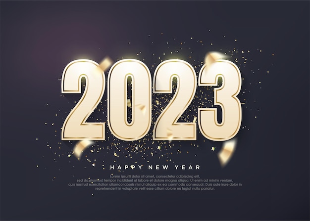 Saudações de ano novo de luxo brilhante 2023 número dourado 2023