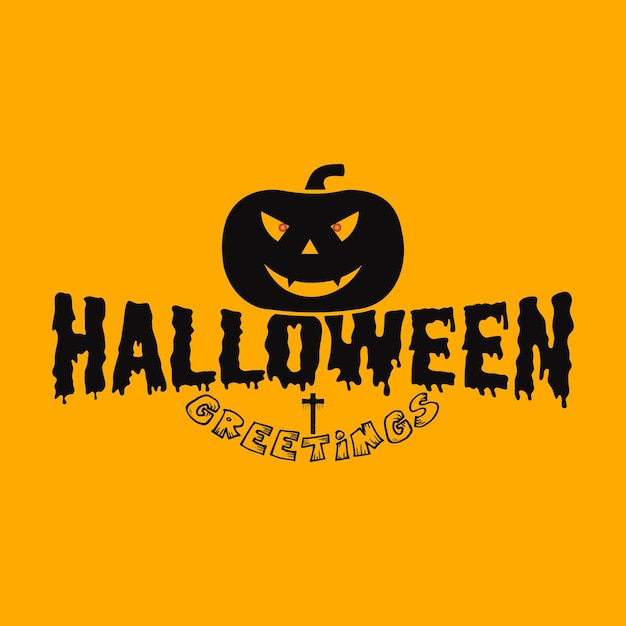 Saudações de Halloween abóbora assustadora fundo vetor de Halloween