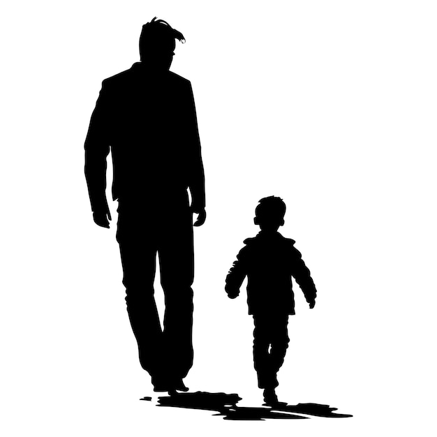 Saudações de ilustração de conceito de dia dos pais feliz Silhueta de pai e filho caminhando