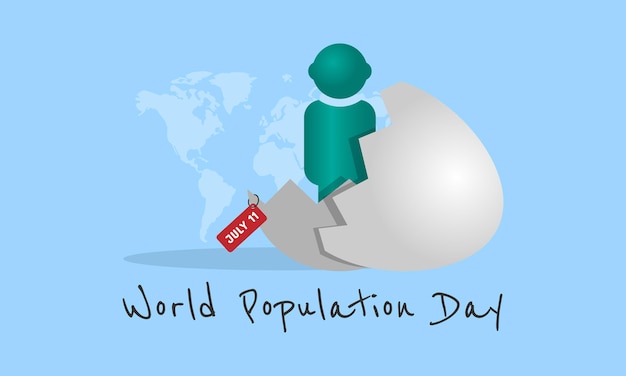 Saudações do dia mundial da população com humanos eclodindo de ovos