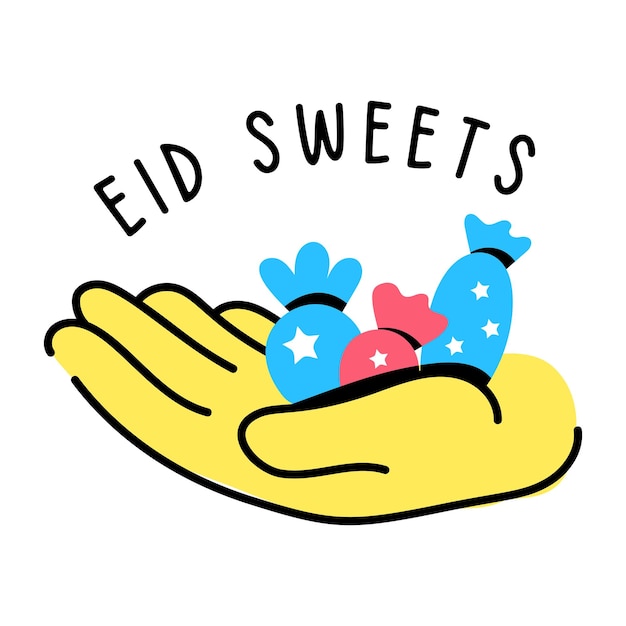 Saudações do eid no ícone de linha plana