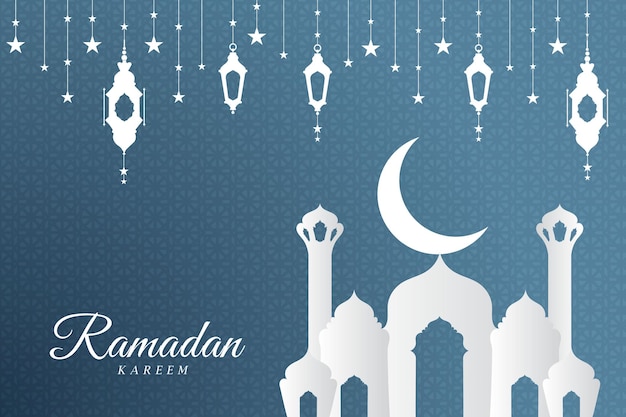 Vetor saudações islâmicas fundo de design de cartão ramadan kareem com lanternas