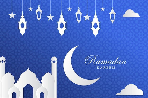 Vetor saudações islâmicas fundo de design de cartão ramadan kareem com lanternas